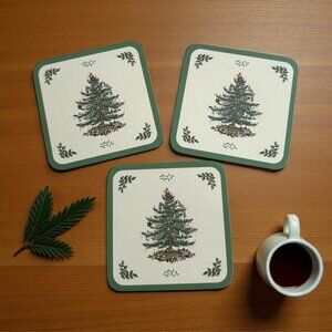 PIMPERNEL Set of 3 Christmas Tree Drink Coasters